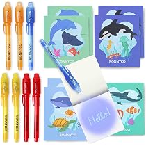 Pack De 16 Bolígrafos De Tinta Invisible Con Libreta Unicornio | Bolis Con Luz UV, Regalos Para Cumpleaños Infantiles Y Relleno De Piñatas