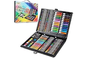 KreativeKraft Kit Disegno Completo 187 Pezzi Matite Colorate Pastelli a Cera Pastelli a Olio Pennarelli Acquerelli