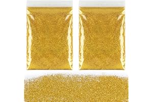 HOPTON Glitzerpulver zum Basteln, 100g Glitzer Gold, Glitzer zum Weihnachten Basteln Kerzen, Glitzerpulver für Nägel Gesicht DIY Epoxidharz Kartenbasteln