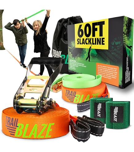 TRAILBLAZE Kit Slackline Completo - con Protezioni Alberi + Sacca Port - Trailblaze