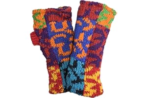 Gheri Women's Warm Woolen Fleece Lined Hand Knitted Mittens Gloves Handwarmers