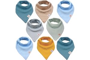 M.M.C. Pañuelo triangular de muselina para bebé, unisex, de algodón, con botones de presión ajustables, baberos para niños pequeños y niñas