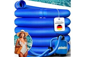 poolomio® Poolschlauch 32mm / 6,6 m - flexibler Schwimmbadschlauch für Poolpumpe & Poolsauger – UV- & Chlorbeständiger Spiralschlauch – Hochwertiger Druck- & Saugschlauch als Poolzubehör, Blau