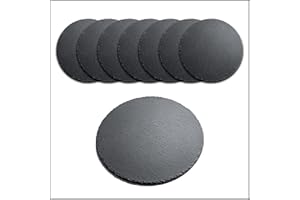 ‎SIR FINLEY MONKEY Sir Finley Monkey Schiefer Untersetzer Set - 8 Glasuntersetzer rund - Schieferplatte 10 cm schwarz für Deko, Raclette, Kerzen, Getränke