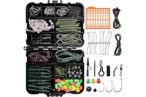 Jshanmei Angelausrüstungsset zum Karpfenangeln, inkl. Angelblei, Haken, Rig, Wirbel, Tubes, Köder, etc.