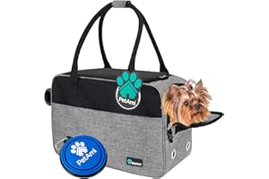PetAmi Airline Approved Dog Purse Carrier | Soft-Sided Pet Carrier for Small Dog, Cat, Puppy, Kitten | Portable Stylish Pet Travel Handbag | Ventilated Breathable Mesh, Sherpa Bed (Heather Grey)