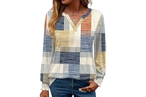 Rapbin Damen Bluse Langarm Tops Elegant Locker V-Ausschnitt Oberteile Shirt Casual Herbst Tunika