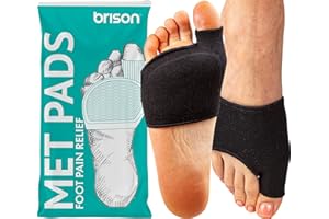 Brison Podiatrist-Designed Metatarsal Pads for Women & Men - Ball of Foot Cushions for Pain Relief Metatarsalgia Morton's Neuroma Calluses 1 Pair Black, Large