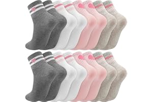 Zuimei 8 Pairs Kids Socks Junior Cotton Crew Athletic Socks with Stripe Heart School Sport Casual Sock for Girls and Boys 6-10 Years