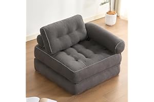 Litbird Sillón Cama Individual Plegable con Respaldo y Espuma viscoelástica, sofá de Suelo Tipo futón Convertible en colchón, Ideal para salón, Dormitorio u Oficina (Gris, 95 cm con reposabrazos)