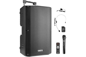Vonyx VSA700-BP Partybox Bluetooth Lautsprecher Groß 1000W, 8 Std Akku, Headset und Mikrofon, Mobile PA Anlage Komplettset mit Fernbedienung - Mobile Musikbox Groß, USB, SD, MP3, Schwarz