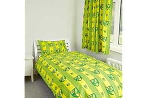 Norwich City F.C. Single Duvet Pin Stripe Green & Yellow Canaries Official License Bedding Championship Football Club
