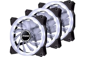 EZDIY-FAB Ventilateur Annulaire à Del de 120 mm,Ventilateur à Del pour Boîtier de PC,Refroidisseur d'UC et Radiateurs,Blanc 4 Broches 3 Pack