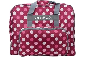 SEMPLIX XL-Nähmaschinentasche, Polka Dots Beere/Rosa, 52x42x27 cm, Große stabile Transport und Aufbewahrungs Tasche für große Nähmaschinenmodelle