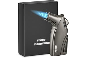 Kollea Triple Jet Lighter, Windproof Torch Lighter with Punch and Safety Lock, Refillable Butane Jet Torch, Gift for Men (Butane Gas Not Included)