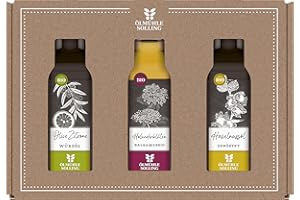 Ölmühle Solling Set Essig und Öl, bio, 3 x 100 ml Flaschen, Inhalt: Holunderblütenbalsamessig, Haselnussöl
