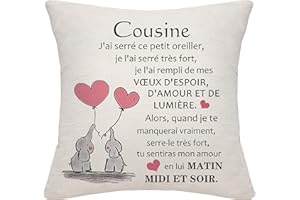 Bommex Cousine Cadeau de la cousine ou du Cousin Housse de Coussin câlin pour cousine Cadeau d'anniversaire Cadeau de séparation Cadeau de Noël(cousine)