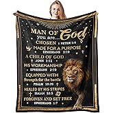Christian Gift for Men Dad, Religious Gift Blanket 130x150CM, Religious Gifts for Men, Bible Verse Blanket for Baptism Christ