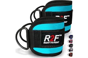 R2F RIGHT TO FIGHT R2F Cavigliere Cavi Palestra 7MM Neoprene Cinghie per Caviglia Imbottite Polsini Trazioni Esercizi delle Gambe Workout con Doppio D Anello Attaccament Fitness Regolabile Strap (confezione da 2)