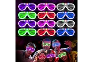 ABERTO BERTO Light Up Party Glasses Neon Glasses Halloween Glow In The Dark Party Supplies Shutter Shades Neon Flashing Rave Glasses Party Favors Birthday Party Accessories