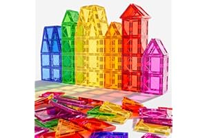 MAUIKAY Magnetic Tiles, 62 PCS Magnetic Building Blocks for Kids, Sensory Learning Educational Magnet Tiles, 3D Magnets Construction Kids Toys, Christmas Toy Gift for Boys and Girls 3 4 5 6 7 8 9+ Years