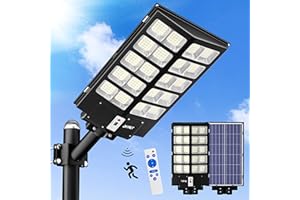 JAYNLT 5200W Farolas Solares Exterior, 320000LM 6500K Luces Inundación Seguridad, IP67 Impermeables Foco Solar Exterior Potente con Sensor Movimiento y Control Remoto para Patio, Garaje