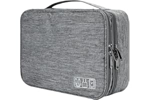 QIMEI-SHOP Kabeltaschen Elektronische Tasche Wasserdicht Elektronik Zubehör Organizer 2 Schichten für SD-Karten Festplatte Power Bank USB Sticks Grau 27 * 20 * 8 cm