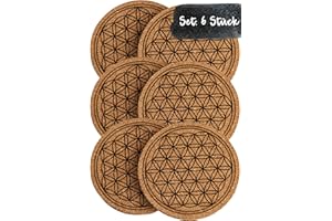 Spruchreif Premium QUALITÄT 100% Emotional - sous-Verre en liège Fleur de Vie - Ensemble sous-Verre 6 - sous-Verre en Verre Fleur de Vie - Symbole Spirituel - Cadeaux ésotérisme