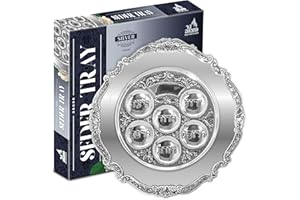 NER MITZVAH Plated Passover Seder Plate Traditional Judaica Passover Seder PlateKaarah Shallow Traditional Design 1Diameter
