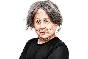 CreepyParty Festa in Costume di Halloween Umana Testa Maschere in Lattice (Vecchia Signora)