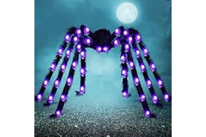 JOYIN 150 cm Halloween dekoracje zewnętrzne rozświetlany pająk