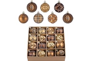 Valery Madelyn Ozdoby na choinkę, 16-karatowe brązowe miedziane i złote nietłukące się dekoracje choinkowe, luksusowe brązowe wiszące bombki luzem na Boże Narodzenie dekoracja świąteczna