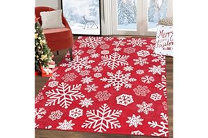 LuxFocus Dywan w stylu boho, Boże Narodzenie, dywan, do salonu, antypoślizgowy, Boże Narodzenie, dekoracja domu, mata podłogowa, do wewnątrz, nowoczesny dywan, do kuchni, sypialni, płatki śniegu,