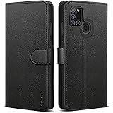 Vakoo Wallet Serie Handyhülle für Samsung Galaxy A21s Hülle, mit RFID Schutz (Schwarz)