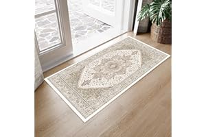 YOWOMO Teppich Wohnzimmer 80X150cm TeppichläUfer Schlafzimmer Carpet Vintage Kurzflor Waschbarer Boho Wohnzimmer Rug Living Room Bedroom