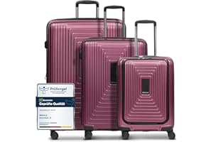 REDOLZ Hartschalen Koffer-Set-3-teilig | S 55 cm Laptopfach + M 66 cm + L 77 cm | Dehnfalte erweiterbar | Ultra-leicht | 4-Rollen & TSA (Essentials 14)