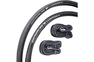 Schwalbe Lugano 700c x 25 Road Racing Bike Tyres and Tubes (with Puncture Protection) - Black x 2