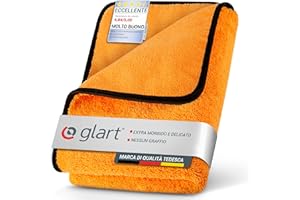 Glart 44WG Panno Microfibra XXL per la Cura dell'Auto, Assorbente, 90x60cm, Asciugatura Senza Graffi, Grande, Arancione