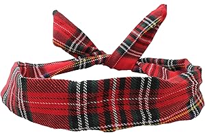 CHERRY-ON-TOP Wire Headband Retro Wired Head Scarf Rockabilly Hair Band Wrap Vintage Tartan Red by Cherry on Top