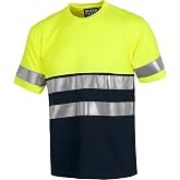 WORKTEAM High Visibility Short Sleeve Work T-Shirt with Reflective Tapes, EN ISO 20471, Plus Sizes, Unisex