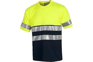 WORKTEAM CREATING STYLE AT WORK WORKTEAM Camiseta Manga Corta de Trabajo, Alta Visibilidad y Cintas Reflectantes, EN ISO 20471. Tallas Grandes. Unisex