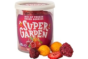 SUPERGARDEN Freeze Dried Berries Mix - Freeze Dried Fruit - Delicious & 100% Pure Freeze Dried Berries Mix – No Gluten, Preservatives or Added Sugar – Freeze Dried Food by Super Garden, 25g