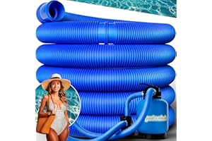 poolomio tuyau de piscine Ø32 mm / 6 m pour pompe de filtration, tuyaux flexible de qualité, résistant aux rayons UV et au chlore, made in Europe, bleu