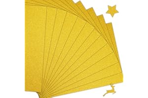 TIKPLUS 15 Blatt Glitzerpapier zum Basteln, 250g/m² Gold Papier 21x29.7cm Glitterkarton, Glitzer Papier für Kinder, Glitter Bastelpapier für DIY Grußkarten, Scrapbooking