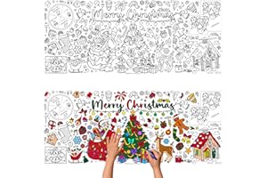 CAMOSE Christmas Colouring Tablecloth Crafts for Kids, Xmas Colouring Table Cloths,Giant 76x183cm Coloring Table Cloth Cover for Happy Christmas Party Decorations, Activities Gifts for Kids
