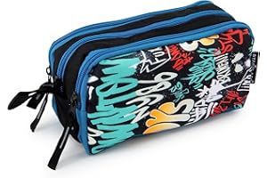 STARPLAST ASTUCCIO - 3 cerniere, 3 scomparti, grande capacità, multiuso, per uso scolastico, lavoro, università - GRAFFITI