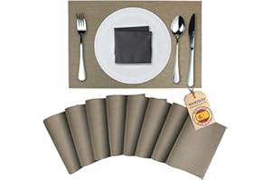 Mondiroso. Pack de 8 Manteles Individuales Mesa Lavables. Salvamanteles Individuales Antideslizantes Mantel Individual para Mesa de Comedor y Cocina. (8 uds, Arena siroco)
