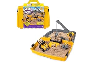 Kinetic Sand Sable Magique - Mallette DE Construction 907 G + 3 Accessoires - Emportez Votre Sable À Modeler Partout & Sculptez Vos Créations comme De La Pâte À Modeler - Jouet Enfant 3 Ans Et +