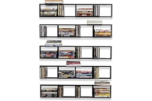 YOU HAVE SPACE BHG Wandhalterung 86,4 cm Media Storage Rack CD DVD Organizer Metall Hängeregal Set 5 Stück Schwarz