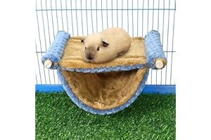 YINGBIAO Hamster Hammock House, Guinea Pig Bed Hideout,Mouse Rat Hanging Swing Winter Warm Bed Small Pet Animal Double Layer Cage Tent Hut Nest for Mouse Rat Hamster Playing Sleeping (Blue)